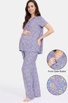 Zivame Maternity Floral Pop Woven Pyjama Set - Dutch Canal — thumbnail 1